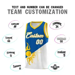Royal White Two Tone Radiant Sun Design Basketball Jersey 5