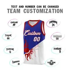 Royal White Two Tone Radiant Sun Design Basketball Jersey 5
