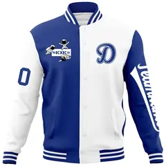 Royal White Two Tone Split Varsity Full-Snap Raglan Letterman Jacket 5