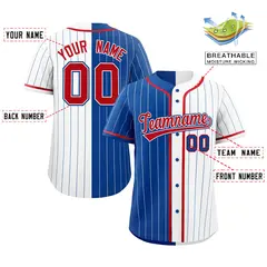 Royal White Two Tone Striped Authentic Baseball Jersey 2