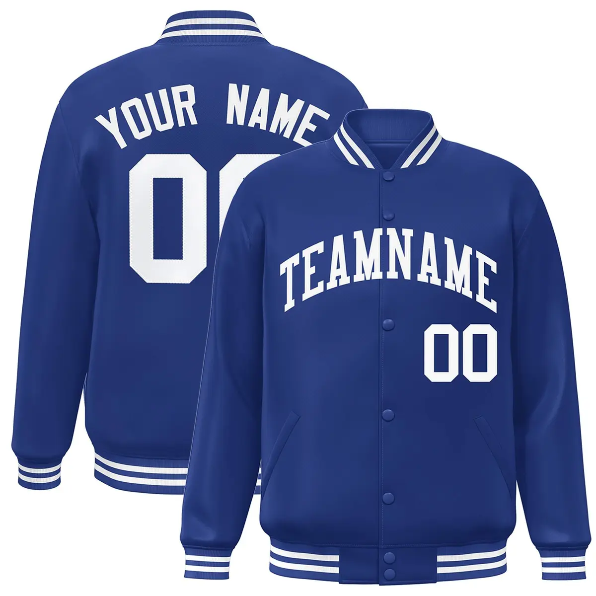 Royal White Two Tone Varsity Full-Snap Letterman Jacket