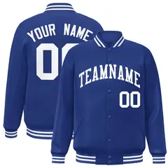 Royal White Two Tone Varsity Full-Snap Letterman Jacket