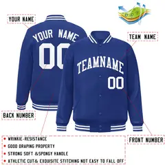 Royal White Two Tone Varsity Full-Snap Letterman Jacket 2