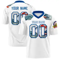 Royal White Ukiyo-e Auspicious Clouds Graffiti Football Jersey 1