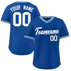 Royal White V-Neck Pullover Baseball Jersey Classic Style