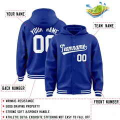 Royal White Varsity Full-Snap Letterman Jacket Hoodie 4