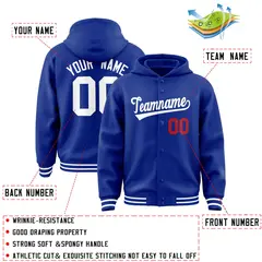 Royal White Varsity Full-Snap Letterman Jacket Hoodie 4