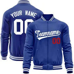 Royal White Varsity Full-Zip Letterman Baseball Jacket