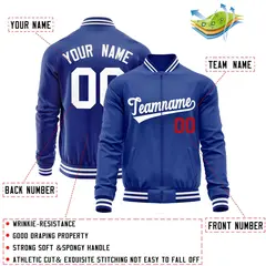 Royal White Varsity Full-Zip Letterman Baseball Jacket 4