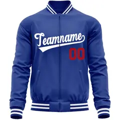 Royal White Varsity Full-Zip Letterman Baseball Jacket 5