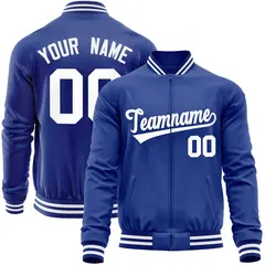 Royal White Varsity Full-Zip Letterman Baseball Jacket