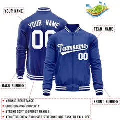 Royal White Varsity Full-Zip Letterman Baseball Jacket 4
