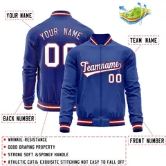 Royal White Varsity Full-Zip Letterman Baseball Jacket 4