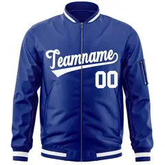 Royal White Varsity Full-Zip Letterman Bomber Jacket 3