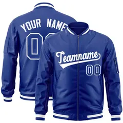 Royal White Varsity Full-Zip Letterman Bomber Jacket 1