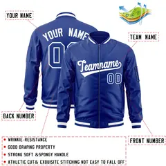 Royal White Varsity Full-Zip Letterman Bomber Jacket 2