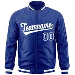 Royal White Varsity Full-Zip Letterman Bomber Jacket 3