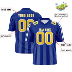 Royal White Vertical Fine Stripe Gradient Football Jersey 2