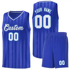 Royal White Vertical Stripe Basketball Team Jersey