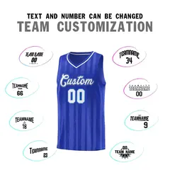 Royal White Vertical Stripe Basketball Team Jersey 3