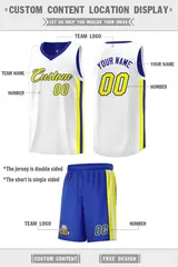 Royal White-White Double Side Men Basketball Jersey 2