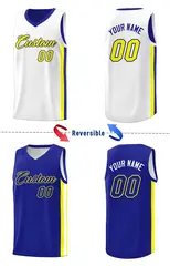 Royal White-White Double Side Men Basketball Jersey 3