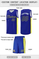 Royal White-White Double Side Men Basketball Jersey 4