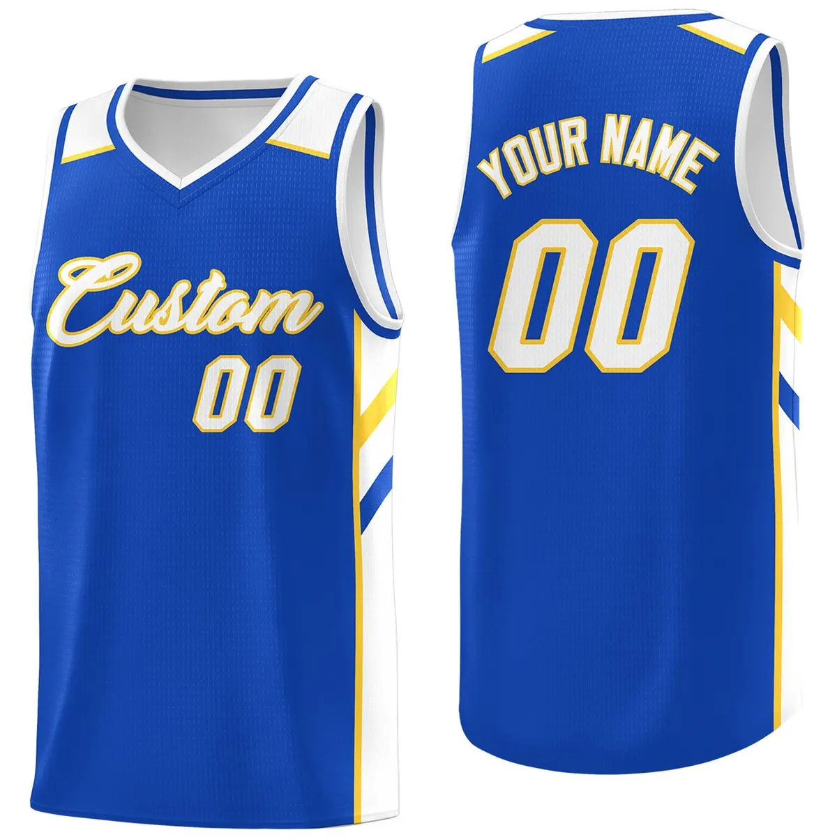 Men's Royal White Yellow Classic Athletic Basketball Jersey