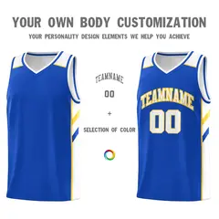 Men's Royal White Yellow Classic Athletic Basketball Jersey 3