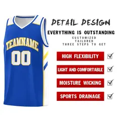 Men's Royal White Yellow Classic Athletic Basketball Jersey 4