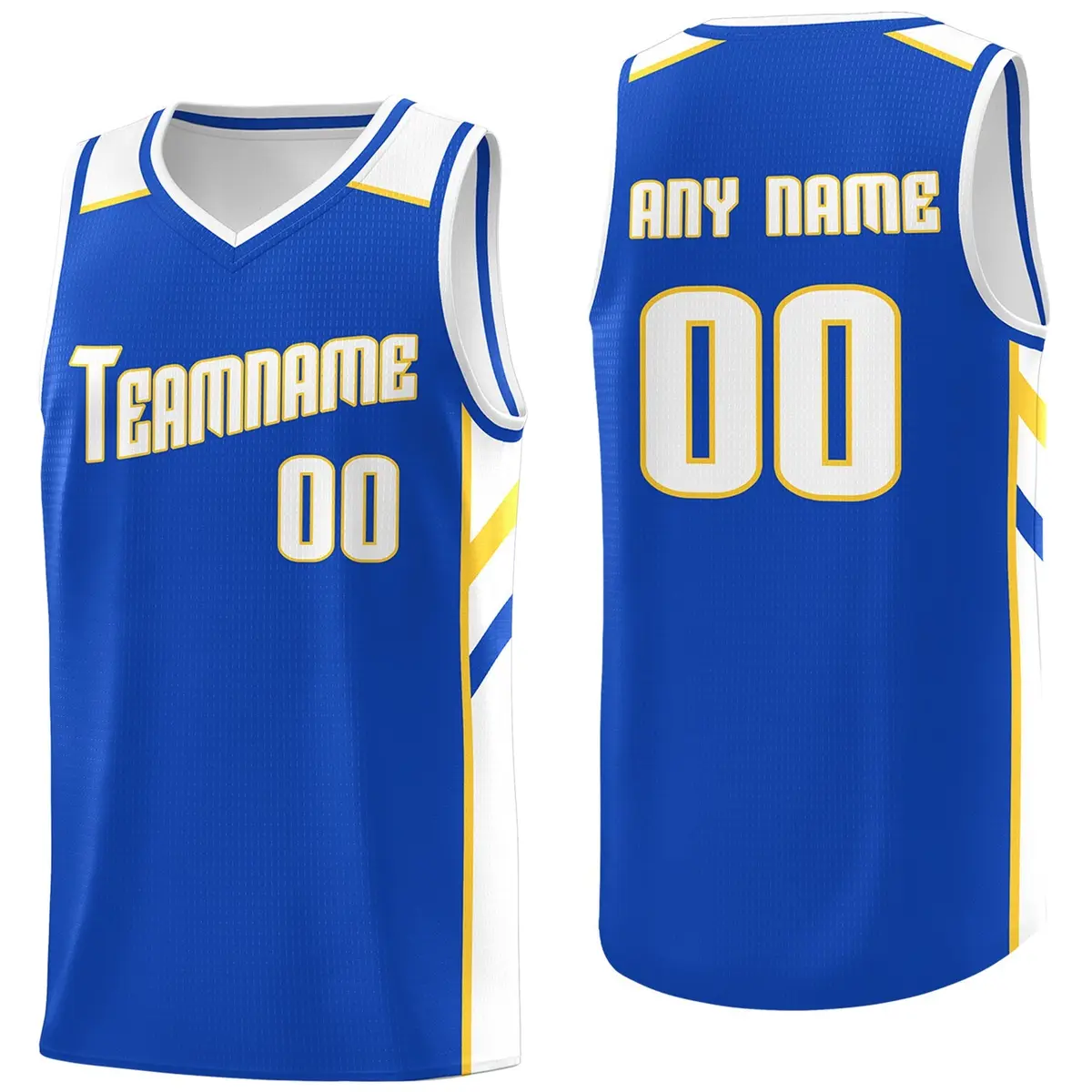 Men's Royal White Yellow Classic Athletic Basketball Jersey