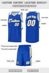 Royal White-Yellow Classic Basketball Jersey Set 2