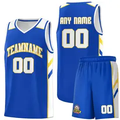 Royal White-Yellow Classic Basketball Jersey Set