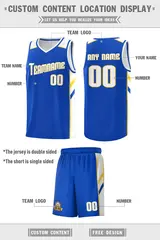 Royal White-Yellow Classic Basketball Jersey Set 2