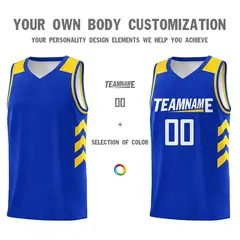 Royal White-Yellow Classic Casual Basketball Jersey for Men 3
