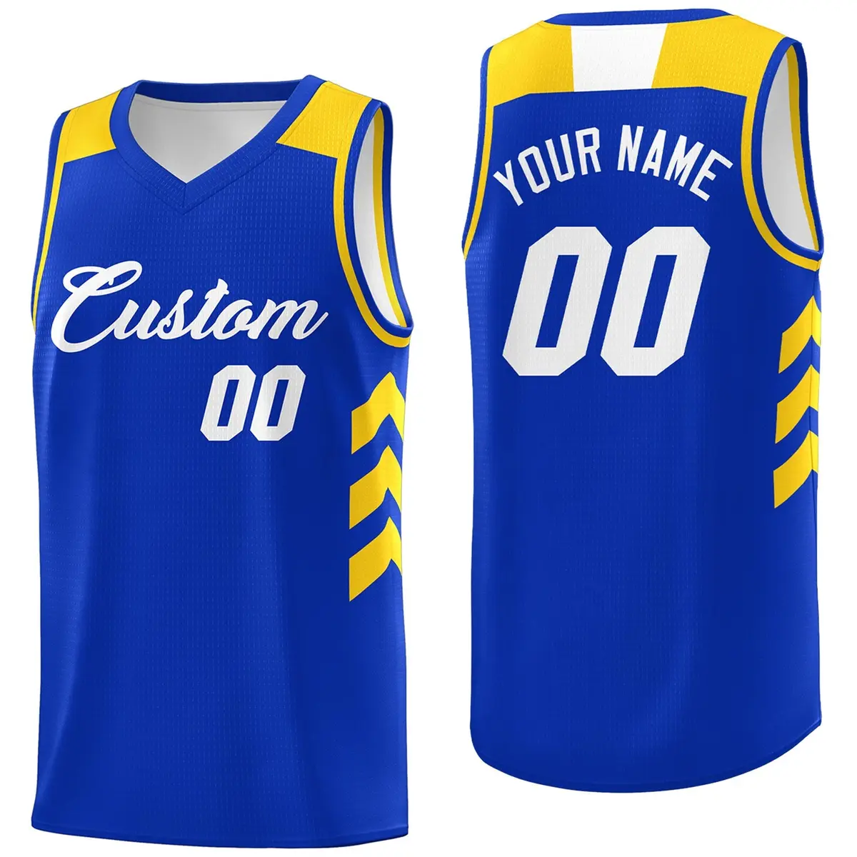 Royal White-Yellow Classic Mesh Sport Basketball Jersey