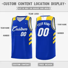 Royal White-Yellow Classic Mesh Sport Basketball Jersey 2