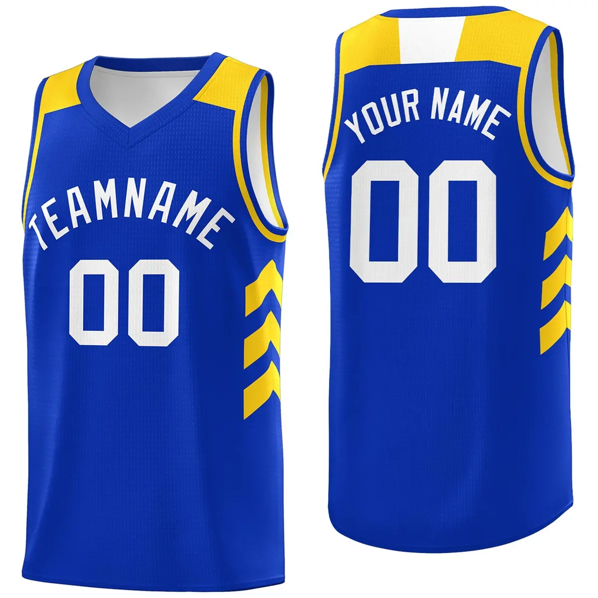 Royal White-Yellow Classic Mesh Sport Basketball Jersey