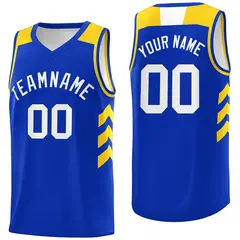 Royal White-Yellow Classic Mesh Sport Basketball Jersey