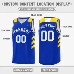 Royal White-Yellow Classic Mesh Sport Basketball Jersey 2