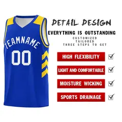 Royal White-Yellow Classic Mesh Sport Basketball Jersey 4