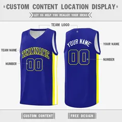 Royal White-Yellow Double Side Basketball Jersey 2