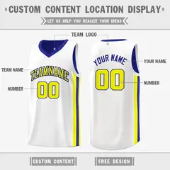 Royal White-Yellow Double Side Basketball Jersey 3
