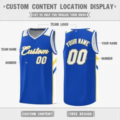 Royal White-Yellow Double Side Fashion Basketball Jersey 2