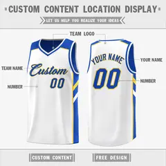 Royal White-Yellow Double Side Fashion Basketball Jersey 3