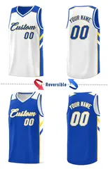 Royal White-Yellow Double Side Fashion Basketball Jersey 4