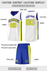Royal White-Yellow Double Side Men Basketball Jersey 2