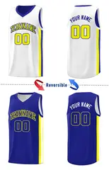 Royal White-Yellow Double Side Men Basketball Jersey 3