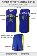 Royal White-Yellow Double Side Men Basketball Jersey 4