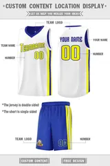 Royal White-Yellow Double Side Men Basketball Jersey 4